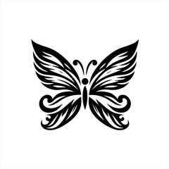 Elegant black tribal butterfly tattoo design