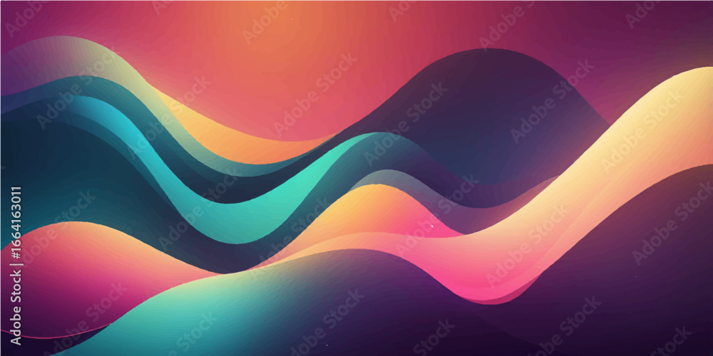 Poster abstract colourful wave background with flowing lines and rainbow design elements
