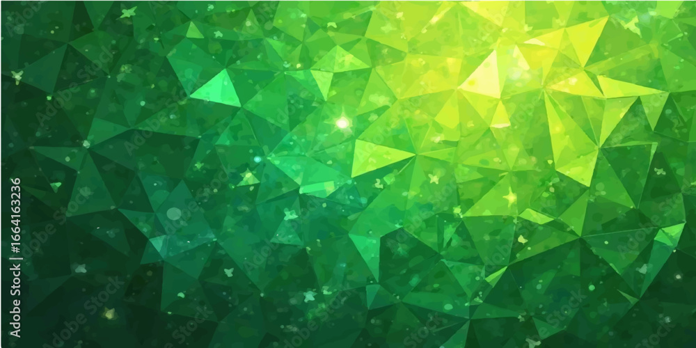 Poster abstract green geometric background with triangles and polygon pattern