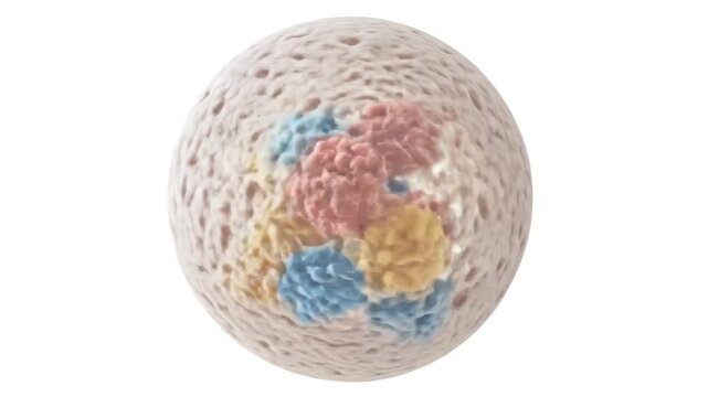 Microscopic view of a cell with colorful organelles.