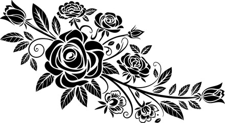 Decorative bouquet of roses vector, elegant floral pattern