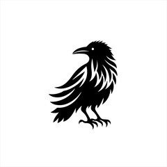 Fototapeta premium Stylized black raven silhouette on white background