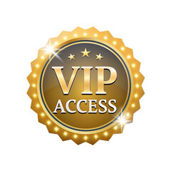 Fototapeta premium Exclusive VIP Access Golden Badge with Stars Sparkling Design for Premium Memberships and Loyalty Programs Offering Special Privileges