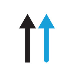 Two upward pointing arrows one black one blue