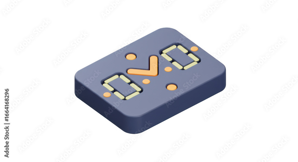Poster isometric digital display with check mark isolated on transparent background