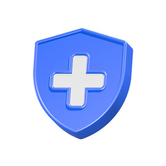 icon of a first aid kit with a shield symbolizing health and emergency medical care