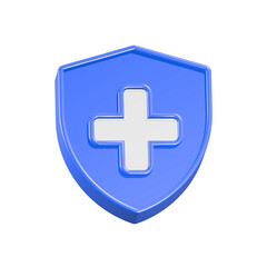 icon of a first aid kit with a shield symbolizing health and emergency medical care