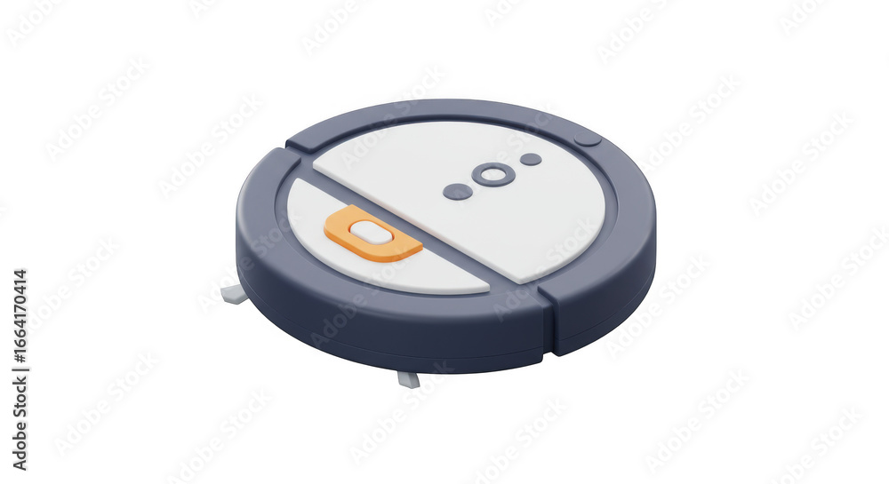 Poster robot vacuum cleaner in isometric view isolated on transparent background