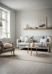 Scandinavian living room with neutral tones and natural light
