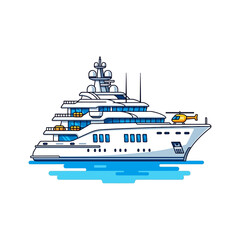 Obraz premium luxury yacht with helicopter a sleek superyacht cruises the azure waters with a yellow helicopter showcasing wealth and maritime luxury travel perfect for tourism ads.