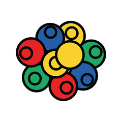 Multicolored spheres illustration abstract concept with overlapping colorful circles ideal for creative projects presentations and educational materials.