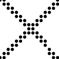 black and white X dots