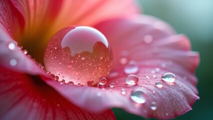 Close up image of pink flowers and water droplets
