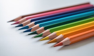 Naklejka premium Colorful pencils arranged in a row (1)