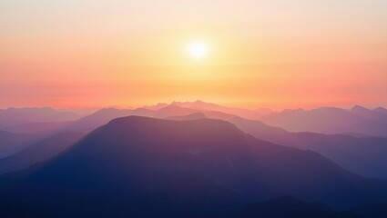 Obraz premium Sunset Over Layered Mountain Ranges mountains landscape