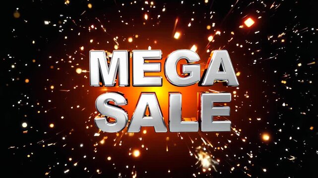 Dynamic Mega Sale promo with sparkling explosion effects for retail marketing campaigns online now