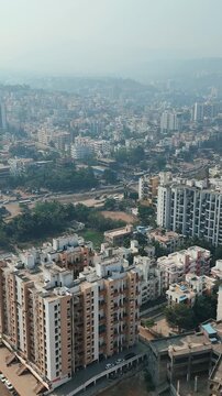 4K Drone Shots of Pune City, India &ndash; Beautiful Aerial View of Skyline, High-Rise Buildings, Urban Landscape, Roads, and Cityscape | Perfect Stock Footage for Films and Travel Videos