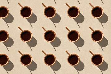 Patterned Coffee Cups With Shadows