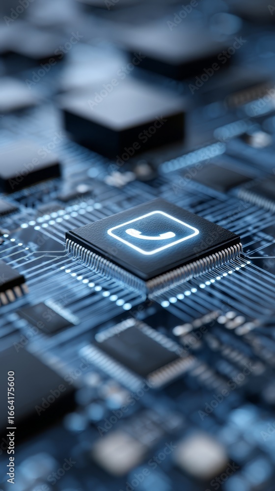 Poster detailed close up macro photography of a modern smartphone resting atop an intricate green printed c