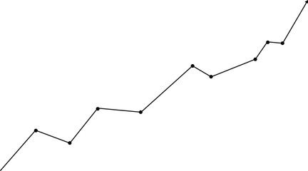 Ascending line graph with data points showing upward trend and growth vector