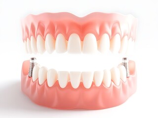 Fototapeta premium Realistic denture model with pink gums and white teeth