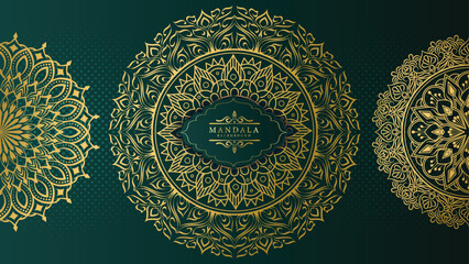 Luxury Gold Mandala Pattern on Dark Background, Ornamental Decorative Design