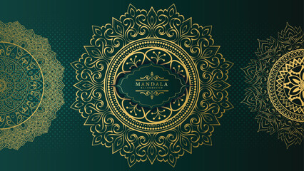 Luxury Gold Mandala Pattern on Dark Background, Ornamental Decorative Design