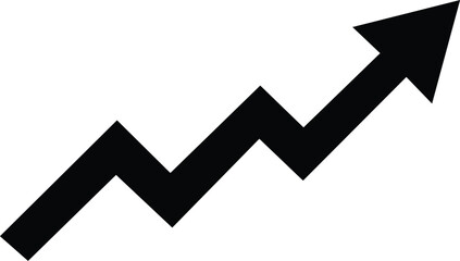 Black zigzag arrow pointing upward symbolizing growth progress success financial trends and upward movement vector
