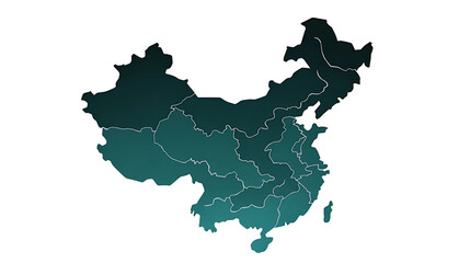 Abstract digital map of china with cyan and teal gradient color blocks
