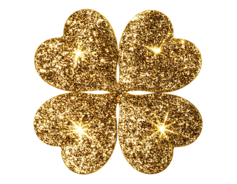 Lucky Gold Clover with Glitter Shine Transparent PNG - Powered by Adobe