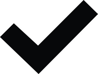Bold black check mark symbol for success approval confirmation and verification vector