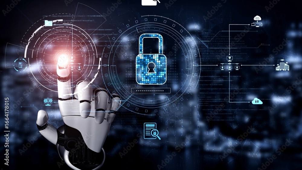 Poster cyber security protection and cyber security strategies against cyber threats, system hacks, digital