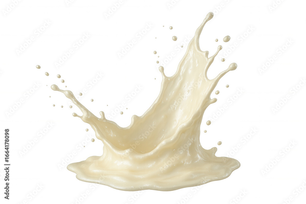 Aufkleber vanilla milk splash forming crown-like pattern, splashing dynamically against transparent backdrop, 