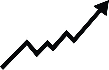 Black upward trend arrow chart symbol demonstrating growth and progress visually vector