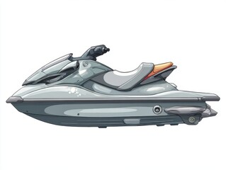 Naklejka premium Light Gray Jet Ski Side Profile on White Background