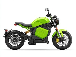 Obraz premium Lime Green Electric Motorcycle Side Profile Studio Shot
