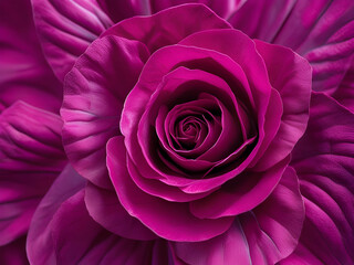 Naklejka premium Fuchsia Pink Rose with Symmetrical Petals Close Up Detail