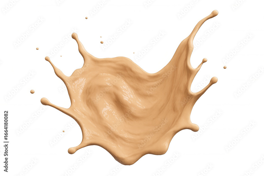Poster beige liquid splashing on transparent background, perfect for adding a dynamic touch to designs