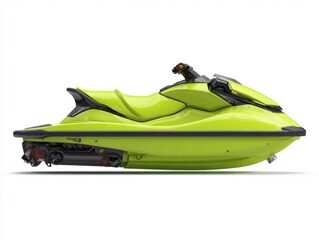Fototapeta premium Lime Green Personal Watercraft on White Background