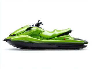 Naklejka premium Lime Green Personal Watercraft on White Background