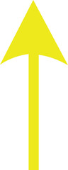 Bright yellow arrow pointing upward with a smooth gradient effect and soft edges vector