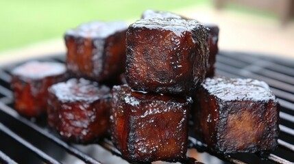 Delicious and visually appealing barbecue bacon burnt ends, perfect for summer grilling enjoyment