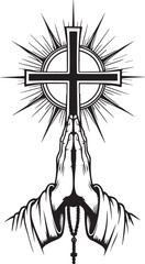 "Faith & Light: A Prayer Before the Cross , Christian, Faith,  Vector Graphics