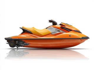 Naklejka premium Orange Personal Watercraft on White Background