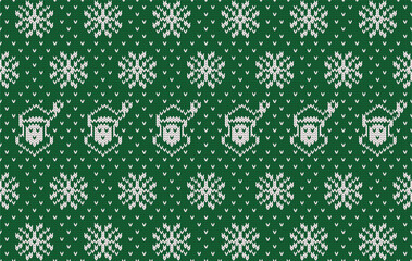 Knitted pattern seamless fabric Christmas green Santa. traditional knitted pattern. Designed for knitted pattern ,fabric ,background ,wallpaper ,clothing ,embroidery ,carpet ,textile ,Christmas