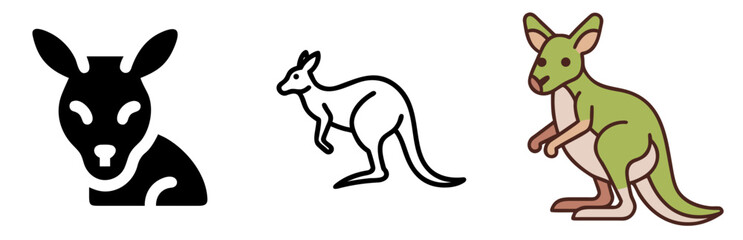 Kangaroo Animal Icon for Wildlife, Australia, Marsupial and Nature Design