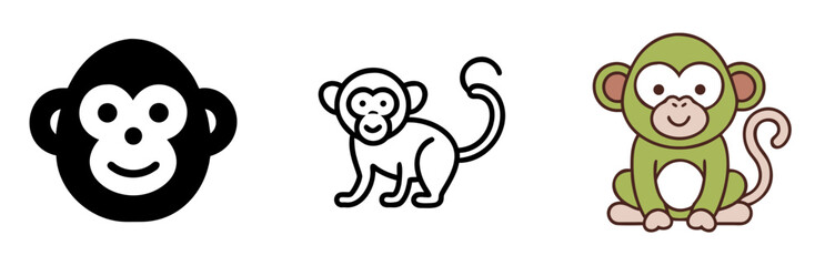 Monkey Animal Icon for Jungle, Wildlife, Primate and Nature Design