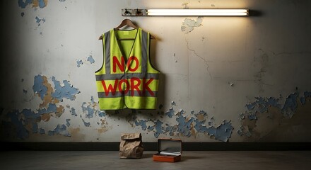 Job loss and economic crisis symbolized by a workers vest.