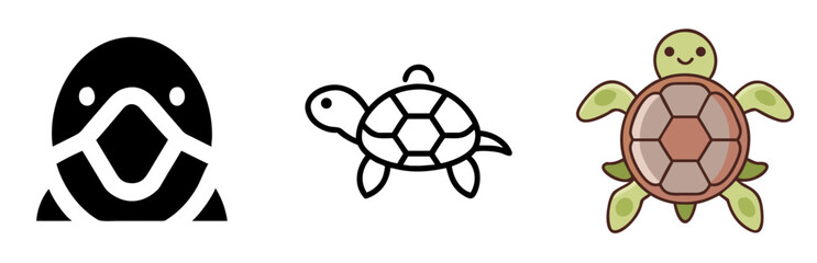 Turtle Animal Icon for Marine Life, Ocean Conservation and Nature Design