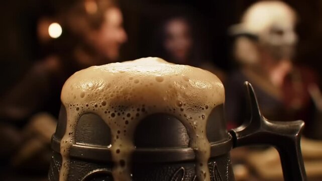 Foamy Beer Mug in Dark Setting
